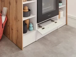 Outlet Landhaus Inselküche Anton 280 cm Lärche Weiß Inselhauben|Kücheninseln