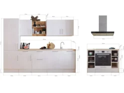 Outlet Landhaus Inselküche Anton 280 cm Lärche Weiß Inselhauben|Kücheninseln