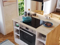 Outlet Landhaus Inselküche Anton 280 cm Lärche Weiß Inselhauben|Kücheninseln