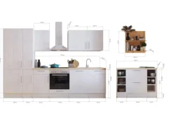 Clearance Landhaus Küchenzeile Anton 310 cm mit Kücheninsel Lärche Weiß Kücheninseln|Kühlschränke