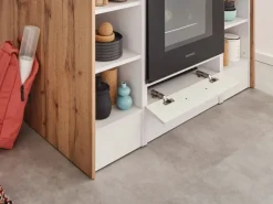 Discount Landhaus Winkelküche/ Inselküche Anton 310 x 172 cm Lärche Weiß Inselhauben|Winkelküchen