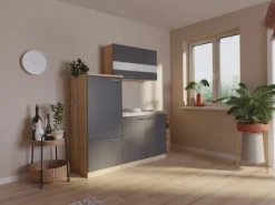 Hot Miniküche KB160ESG 160 cm -Eiche Sonoma Sägerau Nachbildung Single-Küchen|Pantryküchen