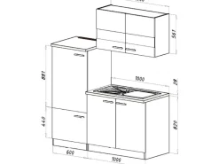 Clearance Miniküche KB160ESGMI 160 cm -Eiche Sonoma Nachbildung Mikrowelle Single-Küchen|Pantryküchen
