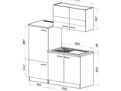 Best Respekta Miniküche KB160ESS 160 cm -Eiche Sonoma Sägerau Nachbildung Schwarz