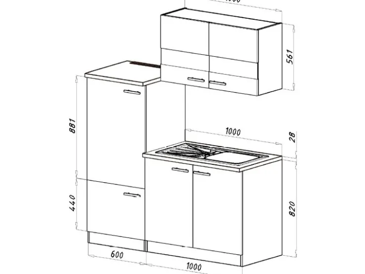 Best Respekta Miniküche KB160ESS 160 cm -Eiche Sonoma Sägerau Nachbildung Schwarz