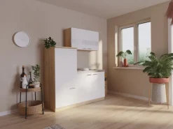Respekta Single-Küchen|Pantryküchen<Miniküche KB160ESW 160 cm -Eiche Sonoma Sägerau Nachbildung Weiß