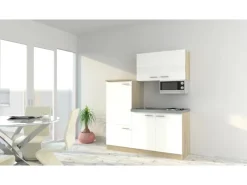 Sale Miniküche KB160ESWMI 160 cm -Eiche Sonoma Nachbildung Mikrowelle Miniküchen|Single-Küchen
