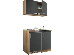 Respekta Single-Küchen|Pantryküchen<Miniküche MK100ESGOS 100 cm -Eiche Sägerau Nachbildung Grau