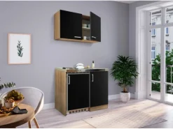 Hot Miniküche MK100ESSOS 100 cm -Eiche Sägerau Nachbildung Pantryküchen|Miniküchen