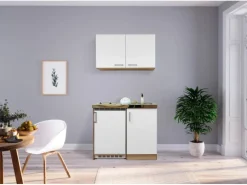 Hot Miniküche MK100ESWOSC 100 cm -Eiche Sägerau Nachbildung Single-Küchen|Pantryküchen