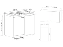 Best Respekta Miniküche MK100ESWOS 100 cm -Eiche Sägerau Nachbildung Weiß