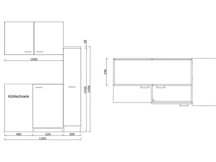 Best Respekta Miniküche MK130ESWOS 130 cm -Eiche Sägerau Nachbildung Weiß