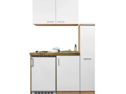 Best Respekta Miniküche MK130ESWOS 130 cm -Eiche Sägerau Nachbildung Weiß