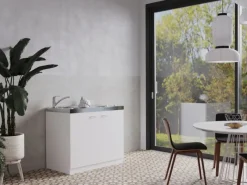 Miniküche Pantry100 ohne Kühlschrank Weiß Pantryküchen|Miniküchen
