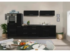 Discount Inselküche 310 cm -Eiche Grau Inselhauben|Kochfelder