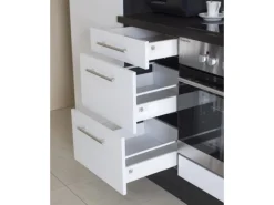 Discount Inselküche 310 cm -Eiche Grau Inselhauben|Kochfelder