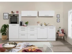 Respekta Premium Inselhauben|Kücheninseln<Inselküche 280 cm Weiß Hochglanz Hochglanz Weiß