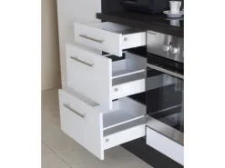 Clearance Respekta Premium Inselküche 280 cm -Weiß Grau Hochglanz