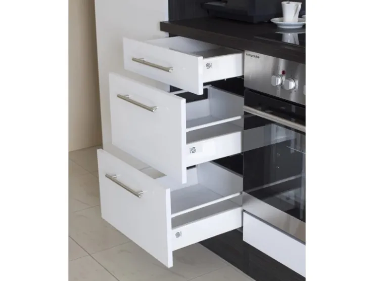Respekta Premium Inselhauben|Kücheninseln<Inselküche 310 cm -Weiß Grau Hochglanz