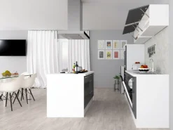 Respekta Premium Inselhauben|Kücheninseln<Inselküche 310 cm -Weiß Grau Hochglanz
