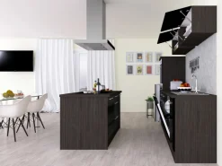 Respekta Premium Inselhauben|Kücheninseln<Inselküche 280 cm -Eiche Grau Schwarz Hochglanz