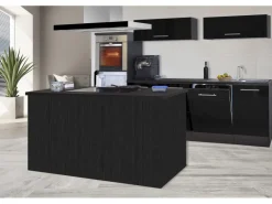 Respekta Premium Inselhauben|Kücheninseln<Inselküche 280 cm -Eiche Grau Schwarz Hochglanz