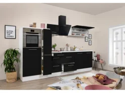 Clearance Küchenzeile 300 cm Hochbau -Weiß Kühlschränke|Winkelküchen
