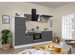 Clearance Respekta Premium Küchenzeile 270 cm -Weiß Grau Hochglanz