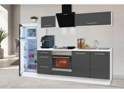 Clearance Respekta Premium Küchenzeile 270 cm -Weiß Grau Hochglanz