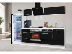 Hot Respekta Premium Küchenzeile 280 cm -Weiß Schwarz Hochglanz