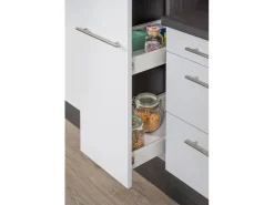 Clearance Respekta Premium Küchenzeile 270 cm Weiß Hochglanz-Eiche Grau Hochglanz Weiß