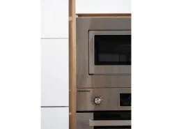 Respekta Premium Kochfelder|Kühlschränke<Küchenzeile Grifflos 435 cm -Eiche Sägerau Schwarz Hochglanz