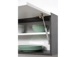 Sale Respekta Premium Küchenzeile 250 cm -Eiche Grau Schwarz Hochglanz