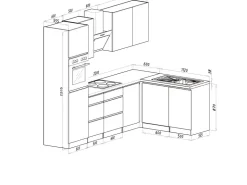 Respekta Premium Winkelküchen|Einbauküchen<Winkelküche Grifflos 280 cm -Weiß Grau Hochglanz