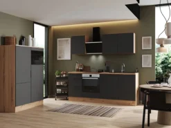 Selection Küchenzeile Elisabeth RS340AGH 340 cm Grau-Artisan Eiche Nb. Kühlschränke