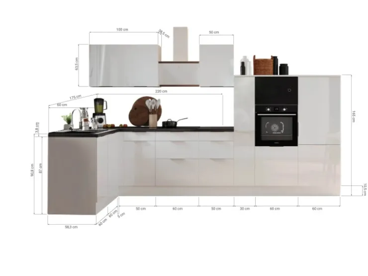 Sale Respekta Selection Winkelküche Elisabeth RSL370HGGH 370 cm Grau