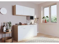 Respekta Single-Küchen|Pantryküchen<Singleküche Luis 150 cm -Eiche sägerau Weiß