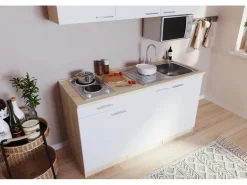 Respekta Single-Küchen|Pantryküchen<Singleküche Luis 150 cm -Eiche sägerau Weiß