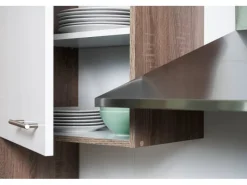 Sale Winkelküche 370 cm Schwarz Seidenglanz-Eiche York Nachbildung Winkelküchen|Einbauküchen