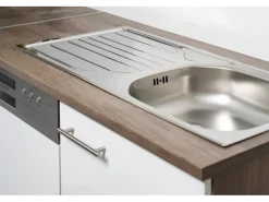 Sale Winkelküche 370 cm Schwarz Seidenglanz-Eiche York Nachbildung Winkelküchen|Einbauküchen