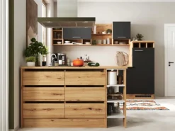 Online Winkelküche Hilde 280 x 172 cm Grau Inselhauben|Winkelküchen