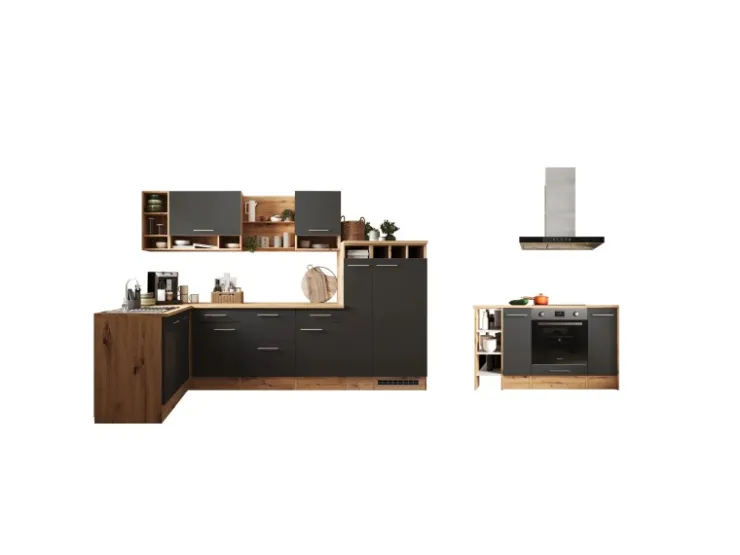 Clearance Respekta Winkelküche Hilde 310 x 172 cm Grau