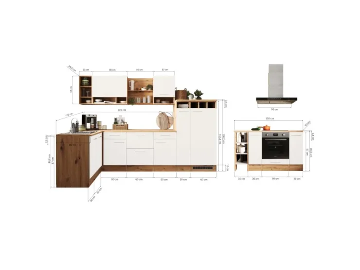 Clearance Respekta Winkelküche Hilde 310 x 172 cm Grau