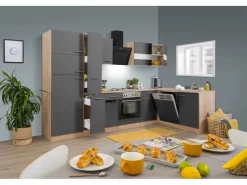 Respekta Winkelküchen|Herde<Winkelküche KBL310ESGS 310 cm -Eiche Sonoma Sägerau Nachbildung Grau
