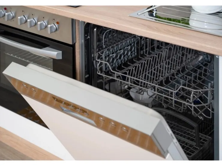 Respekta Winkelküchen|Kühlschränke<Winkelküche KBL310ESWS 310 cm -Eiche Sonoma Sägerau Nachbildung Weiß