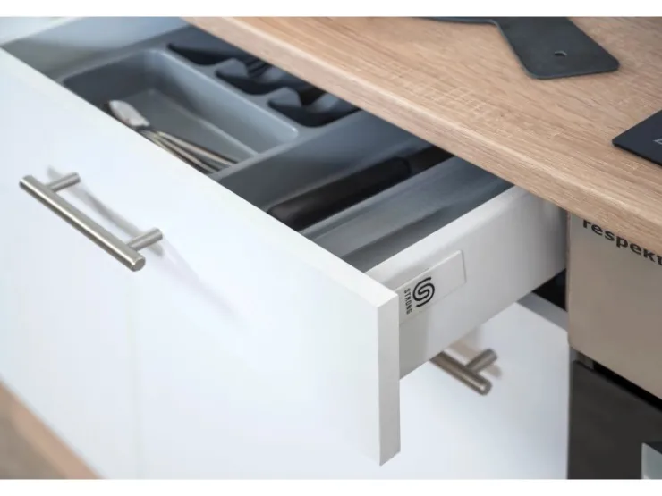 Respekta Winkelküchen|Kühlschränke<Winkelküche KBL310ESWS 310 cm -Eiche Sonoma Sägerau Nachbildung Weiß
