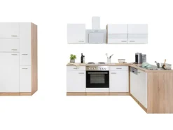 Respekta Winkelküchen|Kühlschränke<Winkelküche KBL310ESWS 310 cm -Eiche Sonoma Sägerau Nachbildung Weiß