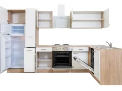 Respekta Winkelküchen|Kühlschränke<Winkelküche KBL310ESWS 310 cm -Eiche Sonoma Sägerau Nachbildung Weiß