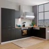 Sale Winkelküche KBL310WSCGKEG 310 x 172 cm Schwarz-Weiß-Butcher Nussbaum Kühlschränke|Winkelküchen