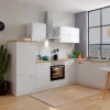 Sale Respekta Winkelküche KBL280WWCG 280 x 172 cm Weiß-Butcher Nussbaum